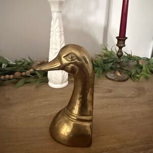 Brass Duck Head Sculpture/Bookend/Decor